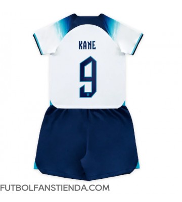 Inglaterra Harry Kane #9 Primera Equipación Niños Mundial 2022 Manga Corta (+ Pantalones cortos)